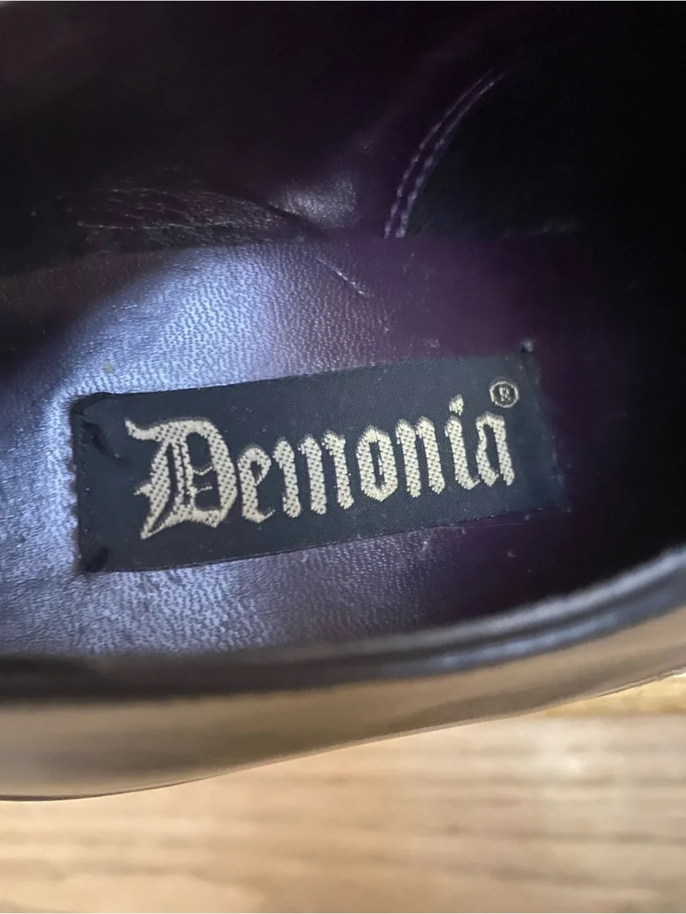 Demonia Womens Trump-101 Black Tall Loafer Shoes Stomp Goth Chunky
